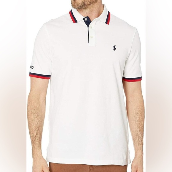 Polo‎ Ralph Lauren Blue Sleeve ring Big Pony Horse Logo White Polo Size XL - Picture 1 of 5